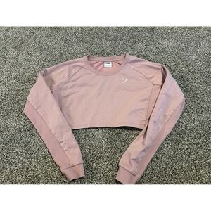 D37 Gymshark Cropped Long Sleeve Sweatshirt lilac purple Crewneck Women's Size L